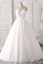 Elegant Thin Shoulder Straps Sweet Floor Mopping White Satin And Floor Length Wedding Dresses