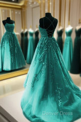 Elegant Tulle And Lace Prom Dresses With Appliques