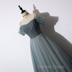 Elegant Tulle Long A Line Prom Dresses, Evening Dresses