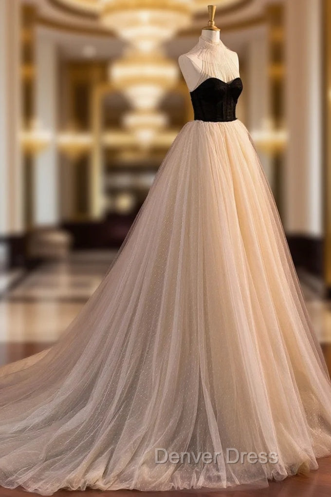 Elegant Tulle Long A-Line Prom Dresses, Evening Party Dresses Main image