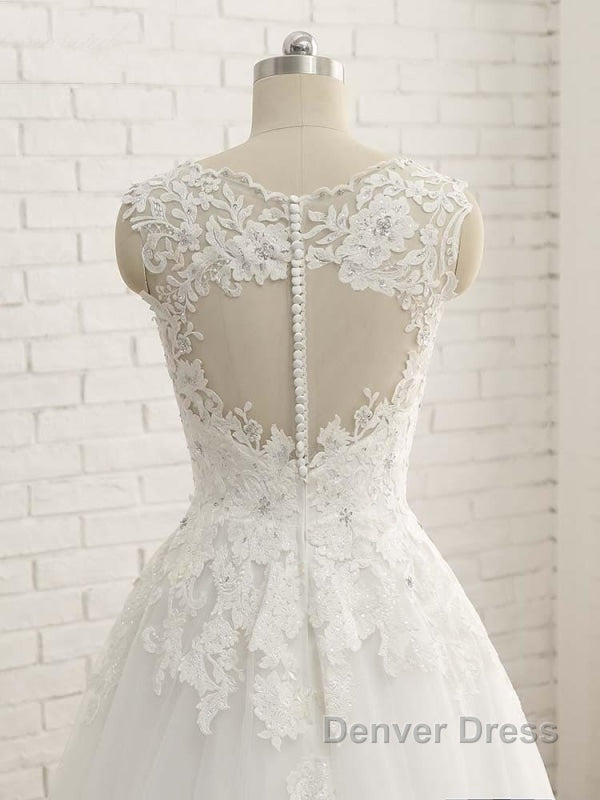 Elegant V Neck Lace Ball Gowns Wedding Dresses