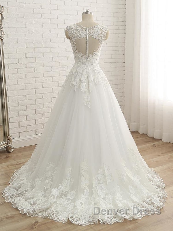 Elegant V Neck Lace Ball Gowns Wedding Dresses
