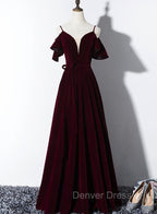 Elegant Velvet Long Bridesmaid Dresses , Charming Prom Gown