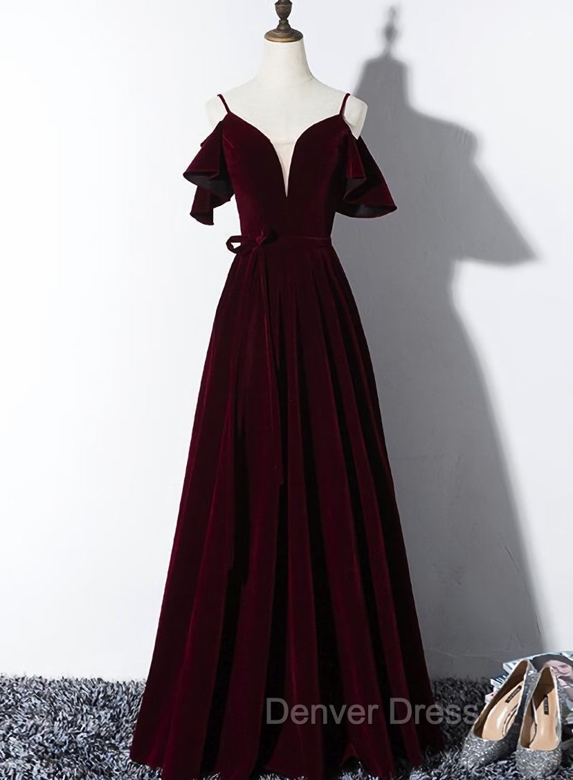 Elegant Velvet Long Bridesmaid Dresses , Charming Prom Gown