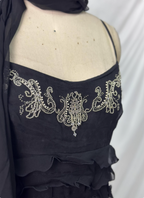 Elegant Vintage Black Mermaid Thin Strap Embroidered Chiffon Long Prom Dresses Evening Dresses