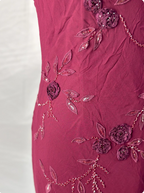 Elegant Vintage Burgundy Beaded Embroidery Thin Strap Mermaid Chiffon Long Prom Dresses Evening Dresses