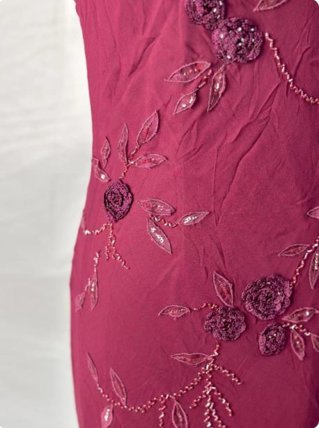 Elegant Vintage Burgundy Beaded Embroidery Thin Strap Mermaid Chiffon Long Prom Dresses Evening Dresses