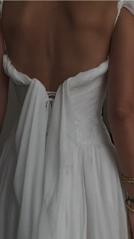 Elegant White A-Line Bride Gown Enchanted Chiffon Luxury Wedding Dresses