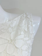 Elegant White A-Line Round Neck Lace Pattern Prom Dresses Evening Dresses Bridesmaid Dresses