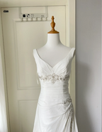 Elegant White Deep V-Neck Beaded Chiffon Prom Dresses Evening Dresses