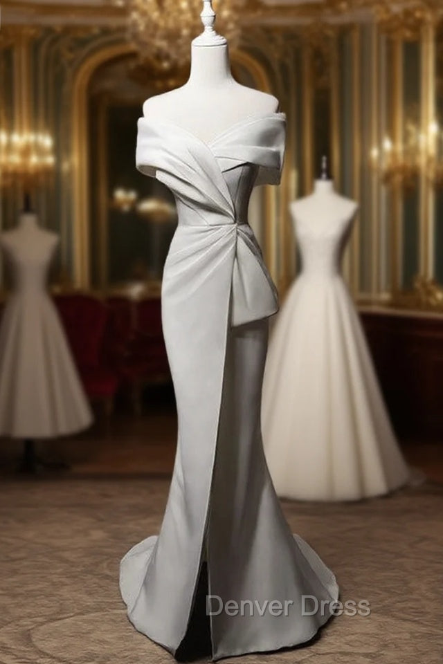 Elegant White Mermaid Off the Shoulder Pleats Wedding Dresses