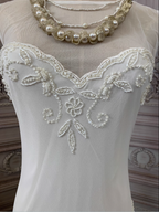 Elegant White Mermaid Sleeveless Beaded Chiffon Long Prom Dresses Evening Dresses