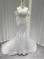 Elegant White Mermaid Train Halter Off-The-Shoulder Beaded Lace Tulle Prom Dresses Evening Dresses