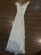 Elegant White Swing Neck Sequin Chiffon Long Prom Dresses