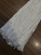 Elegant White Swing Neck Sequin Chiffon Long Prom Dresses