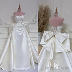 Elegant White Wedding Dresses With Train Mermaid Bridal Gowns