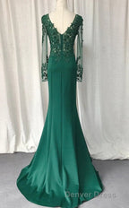 V-Neck Lace Top Mermaid Long Prom Dresses