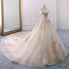Embroidered Off-The-Shoulder Wedding Dress