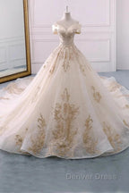 Embroidered Off The Shoulder Wedding Dresses