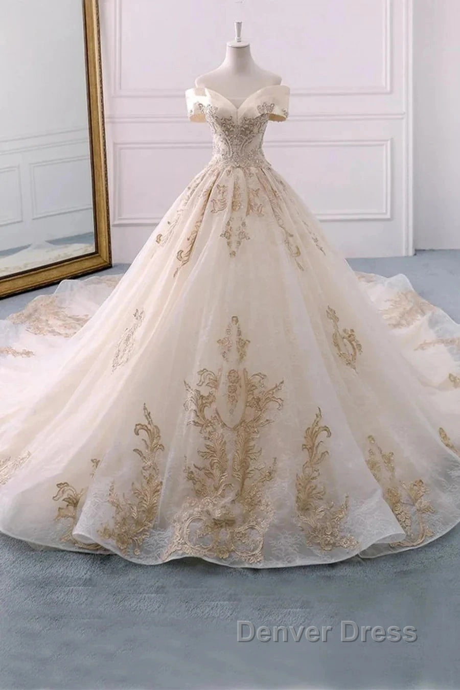 Embroidered Off The Shoulder Wedding Dresses