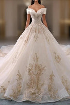 Embroidered Off-The-Shoulder Wedding Dresses
