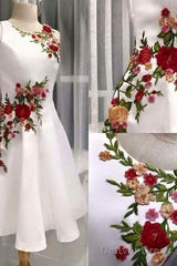 Embroidery ,Flowered,A-Line, Homecoming Dress, Short Party Dresses,Evening Dress