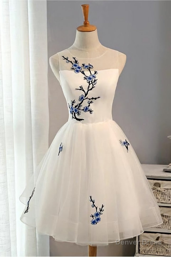 Embroidery Flowers Cheap Short Homecoming Dress Prom Dress,Prom Dresses