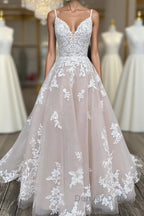 Engagement Wedding Dress In Color Prom Wedding Dresses Court Train A Line Spaghetti Strap Sweetheart Lace With Buttons Appliques
