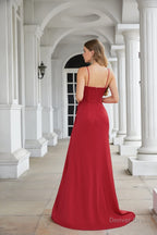 Engerla Sexy High Slit Evening Dresses Spaghetti Satin Ruched Shower Party Dress Pageant Celebrity Gown