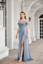 Engerla Sexy High Slit Mermaid Evening Dress Off The Shoulder Shower Party Dress Pageant Celebrity Gown