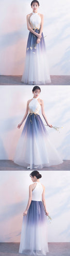 White Tulle Lace Long Prom Dress White Prom Dresses