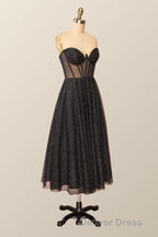 Green Corset A-line Tea Length Dresses