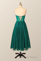 Green Corset A-line Tea Length Dresses