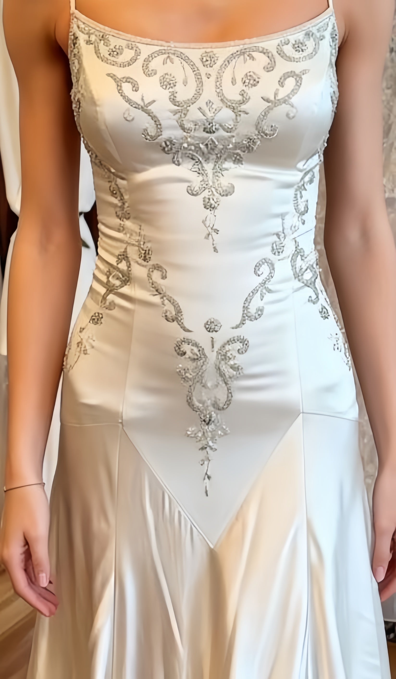 Exquisite Ivory Mermaid Long Wedding Dress Appliques Satin Bridal Dresses