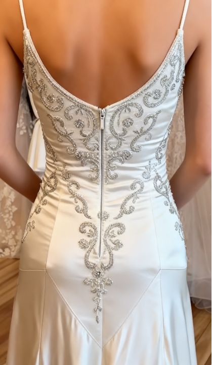 Exquisite Ivory Mermaid Long Wedding Dress Appliques Satin Bridal Dresses