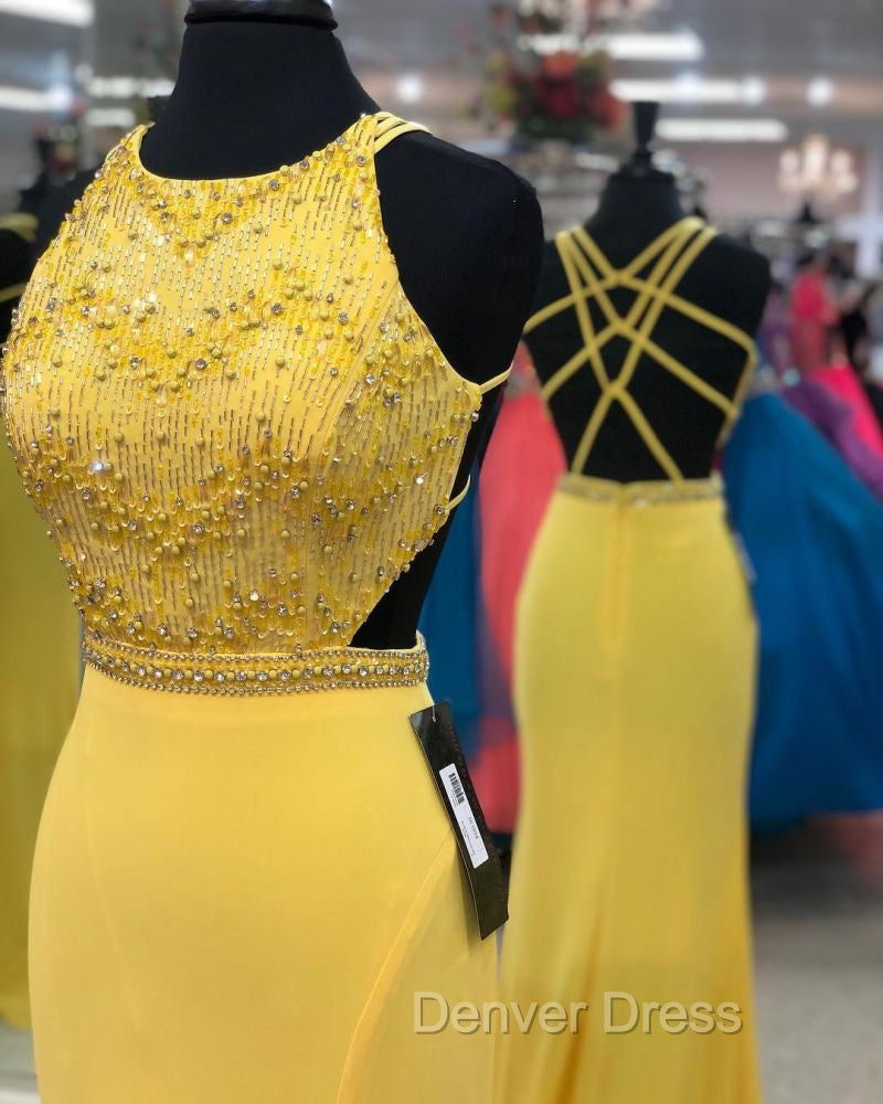Exquisite Jewel Sleeveless Beading Prom Gown Chic Front Slit Long Prom Gowns Secondary image