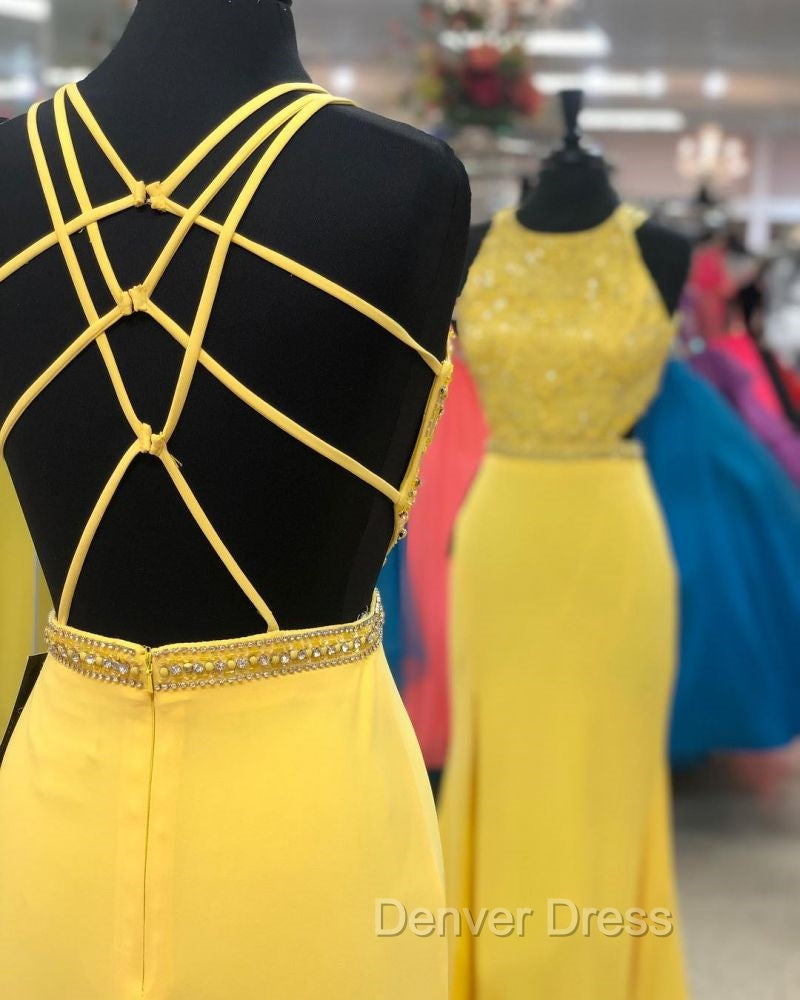Exquisite Jewel Sleeveless Beading Prom Gown Chic Front Slit Long Prom Gowns