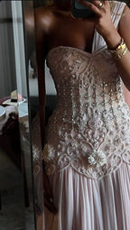 Exquisite Mermaid One Shoulder Pink Chiffon With Silver Beaded Prom Dress Long Prom Dresses 18Th Birthday Outfits Prom Gowns