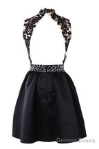 Exquisite Short High Neck Satin Homecoming Dresses With Beaded