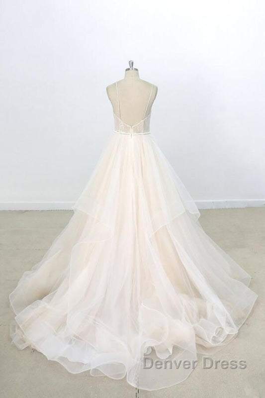 Eye catching Appliques Tulle A Line Wedding Dresses