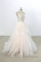 Eye catching Appliques Tulle A Line Wedding Dresses