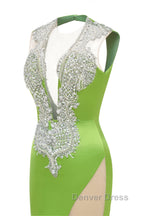 V-Neck Mermaid Brush Train Hollow Sleeveless Beading Evening Dresses