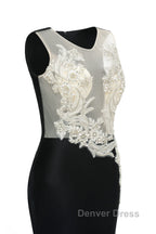 Portrait Trumpet Sweep Train Sleeveless Beading Prom Dresses