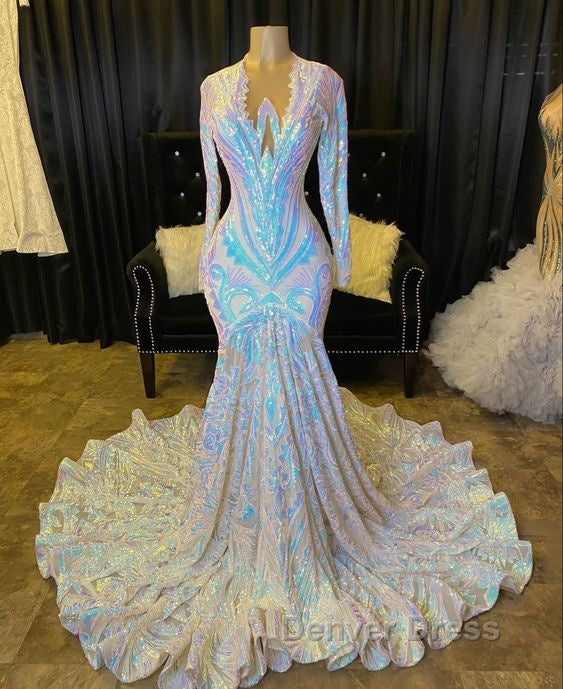 Fabulous Long Sleeves Prom Dresses Mermaid Sequins On Sale Secondary image