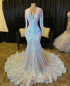 Fabulous Long Sleeves Prom Dresses Mermaid Sequins On Sale