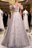 Fabulous Pink Tulle Sequins Flower Prom Dresses
