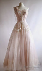 Fairy Ball Gown One Shoulder Pink Lace Prom Dresses Ankel Length Evening Dress
