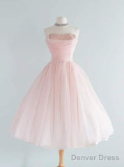Fairy Ball Gown Strapless Pink Knee Length Prom Dresses Evening Dress