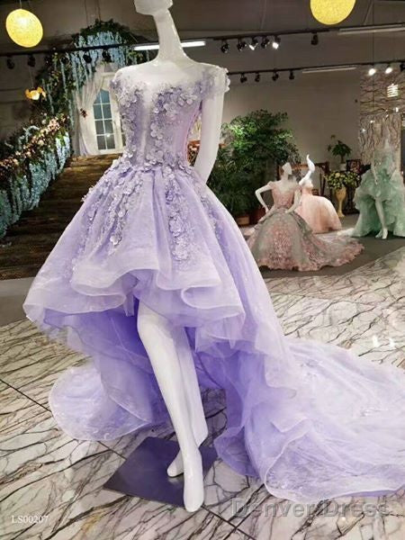Fairy High Low Off The Shoulder Lilac Prom Dresses Evening Dress