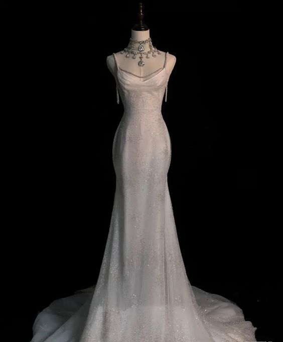 Fairytale Mermaid Wedding Dress Glittering Straps Backless Wedding Dresses Main image